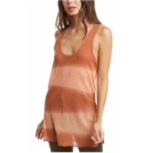 NWT Free People Orange Two Tone Stripe Boho Tunic Tank Top Medium